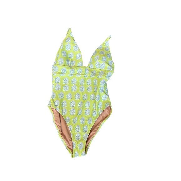 NWT J.Crew Green Paisley Plunge One-Piece Swimsuit 10 - Picture 7 of 13